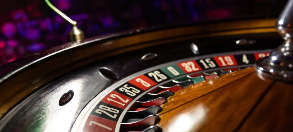 Roulette wheel representing a bitcoin casino and cryptocurrency gambling