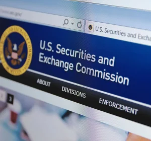 Computer screen showing the U.S. Securities and Exchange Commission website header and logo in a web browser.
