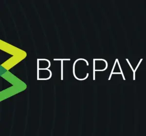 BTCPay logo with green and yellow symbol beside white text on a dark background