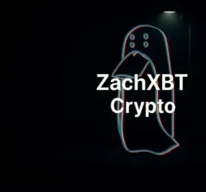 Glowing outline illustration of a hooded figure with the text "ZachXBT Crypto" on a dark background