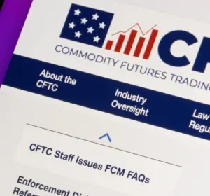 Commodity Futures Trading Commission website displayed on a digital screen