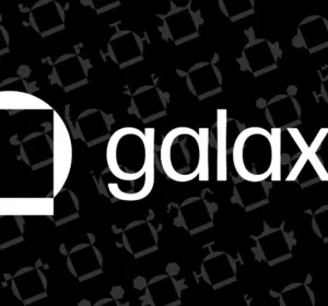 Galaxy logo in white on a black patterned background
